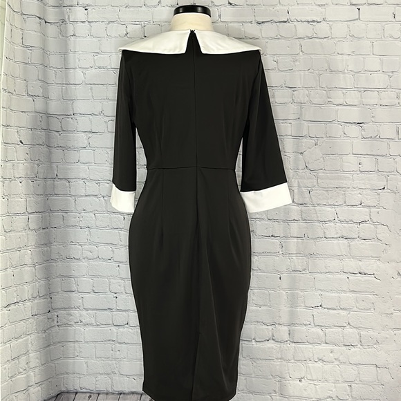 ✨Retro 3/4 sleeve, pencil dress Black&White 🖤🤍 - Picture 3 of 7